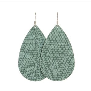 Nickel & Suede Laurel Green Teardrops Earrings size Medium